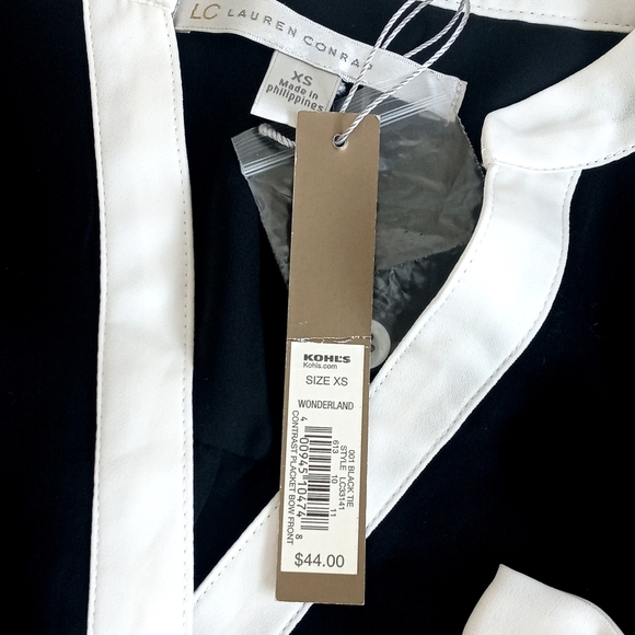 Lauren Conrad Women's Sheer Black Long Sleeve Blouse w Delicate Bow Accents XS - Picture 5 of 11